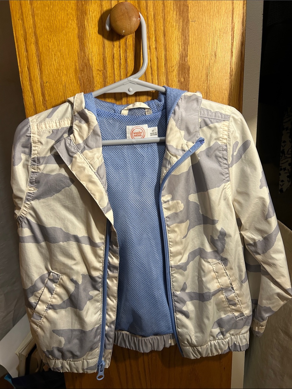 wonder nation Beige and Light Blue Camo Windbreaker Jacket